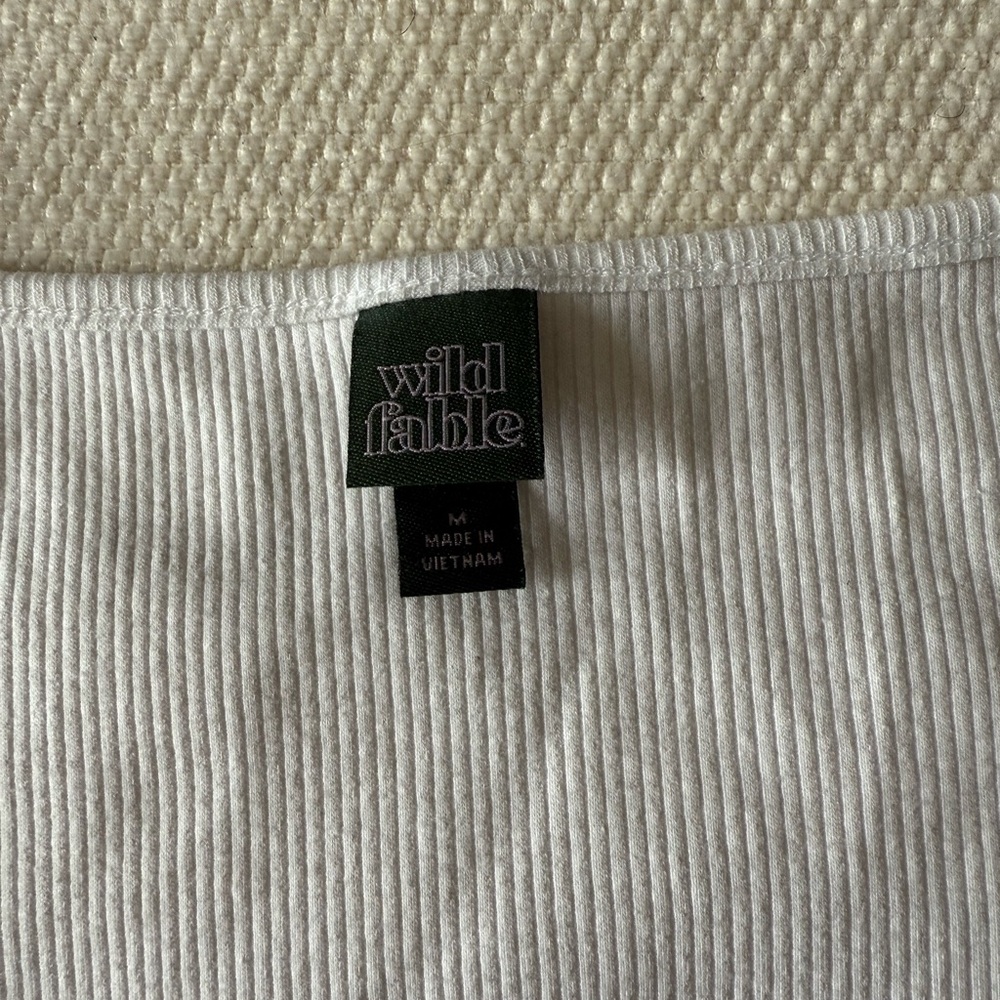 Wild Fable White Ribbed Square-Neck Crop Top - Picture 2 of 4